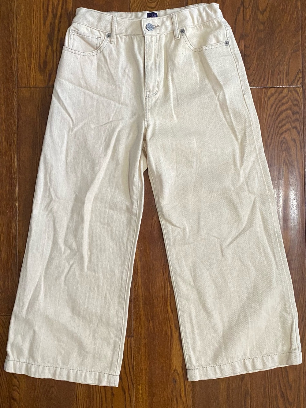 GAP Cropped Wide Leg Cream Jeans